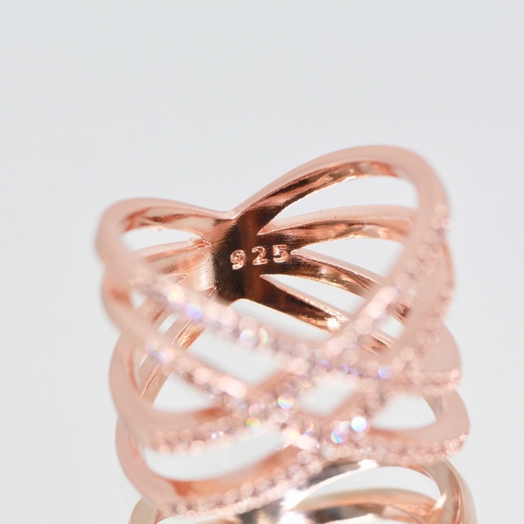 925S Rose Gold Dipped White Topaz Infinity Ring - Picture 5 of 7